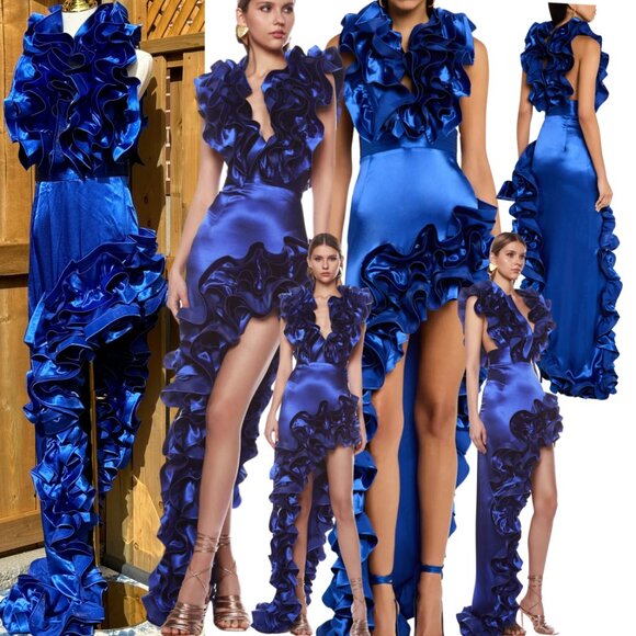 🆕 BRONX & BANCO 🧿 NWOT Aurora Cobalt Blue Gown, Sz M / US 6 - Picture 1 of 17